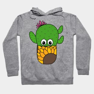 Cute Cactus Design #353: Prickly Pear Cactus In Sunflower Pot Hoodie